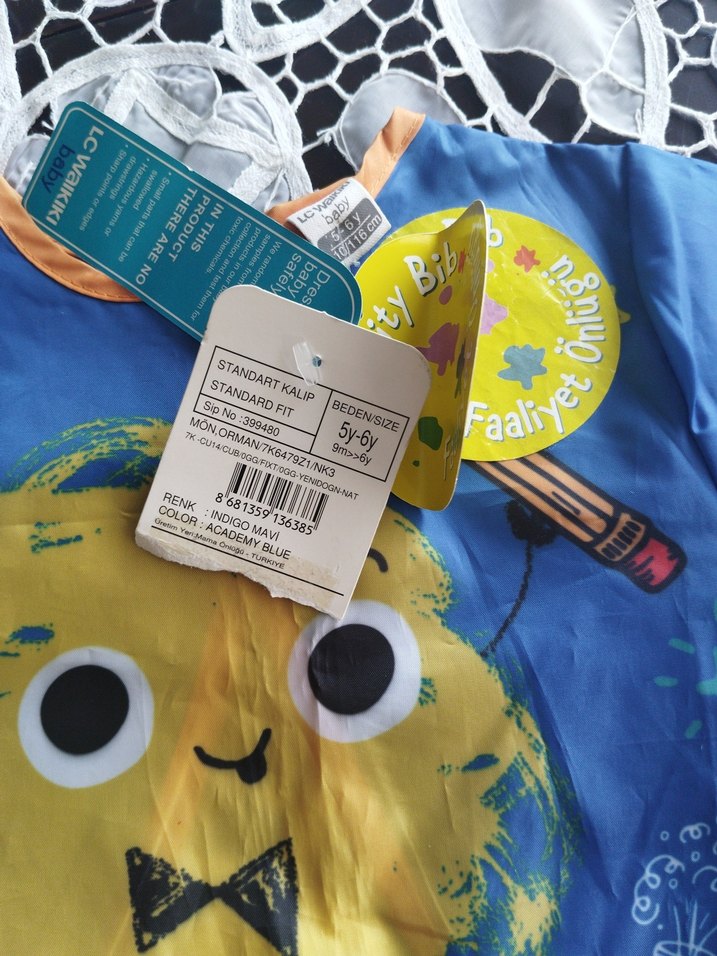 Renkli Baskılı Bebek Önlüğü Mavi - Görsel 2