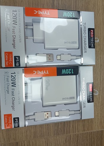 120W Beyaz Hızlı Şarj Cihazı ve Type-C Kablo Seti