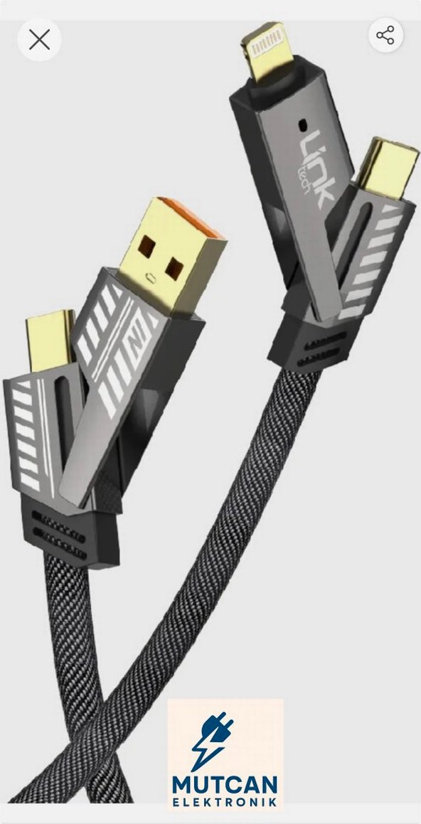 LinkTech K474 Mecha Stil 120CM 100W 4'lü Hızlı Şarj Kablosu - Görsel 2