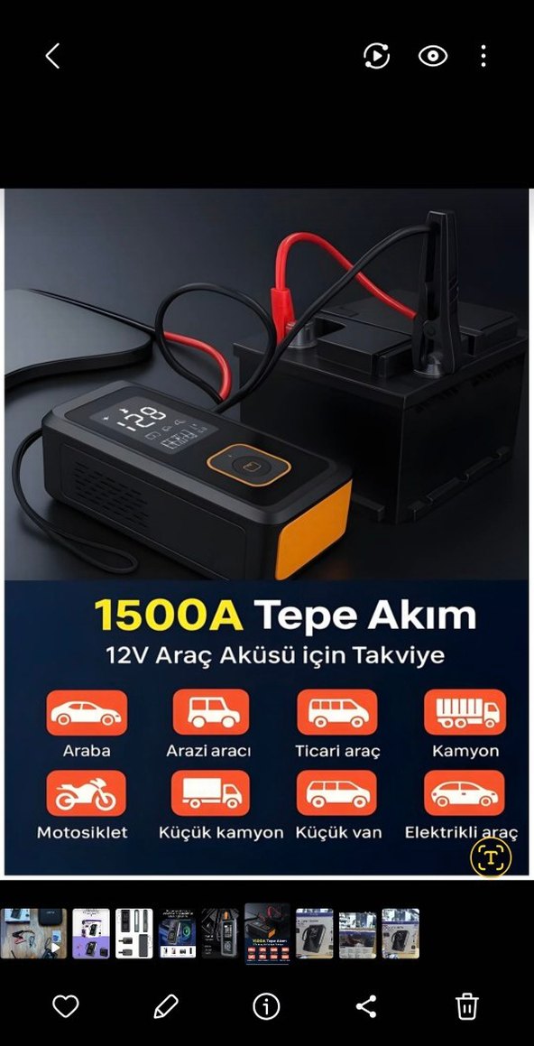 AUHMA Taşınabilir Hava Pompası ve Akü Takviyeli Jump Starter - Görsel 4