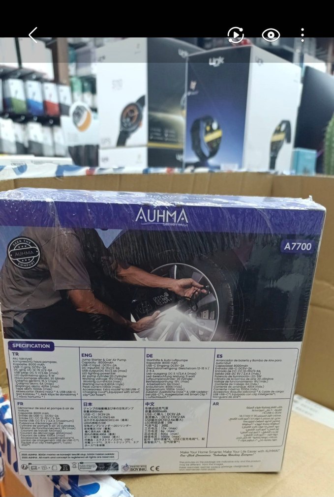 AUHMA Taşınabilir Hava Pompası ve Akü Takviyeli Jump Starter - Görsel 2