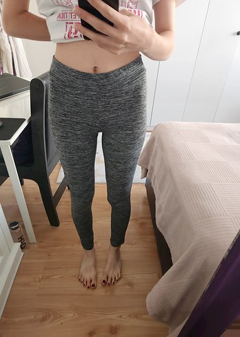 Gri Midi Kadın Spor Tayt
