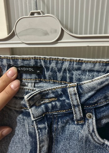 34 Beden mavi Renk Gri Mavi Kadın Denim Pantolon