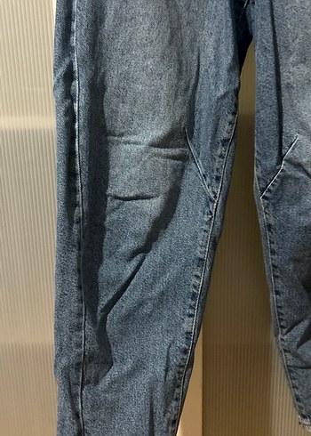 s Beden Düğmeli Mavi Kadın Denim Pantolon