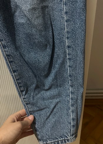 s Beden mavi Renk Düğmeli Mavi Kadın Denim Pantolon