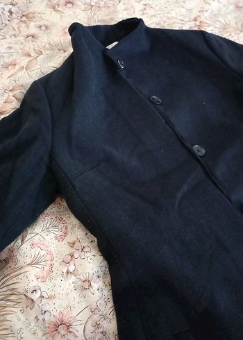 Düğmeli Siyah Hamile Uzun Kaban