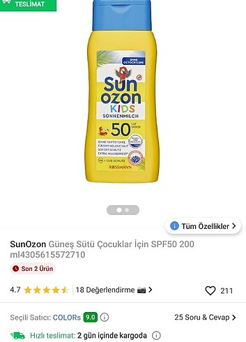  Beden Sun ozon güneş kremi