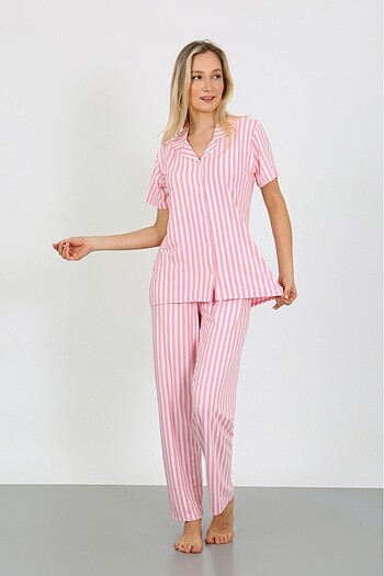 xl Beden pembe Renk Nisanca kadın kısa kollu pijama takımı