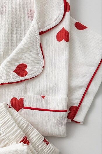 m Beden Kırmızı kalp desenli pinterest pijama takımı