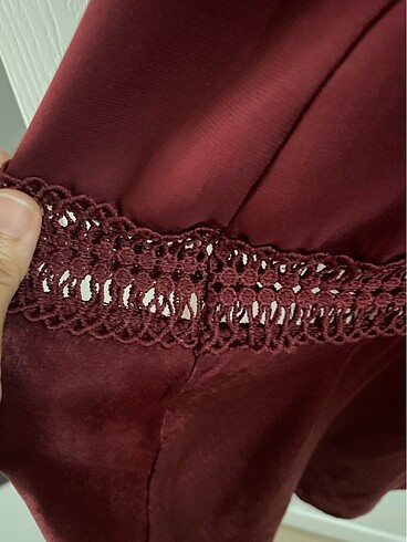 xs Beden bordo Renk Askılı elbise