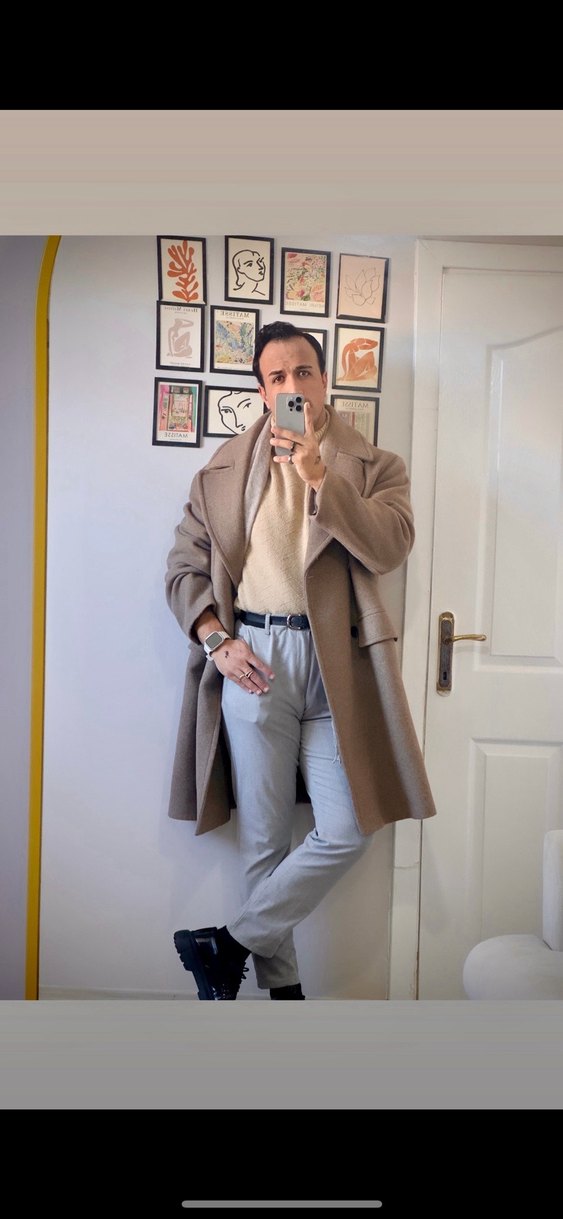 Kahverengi Çift Düğmeli Kaban - Görsel 3