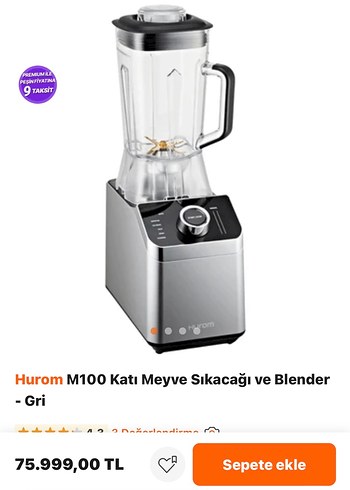 Hurom M100 Katı Meyve Sıkacağı ve Blender Arçelik Beko kuvings - Görsel 3
