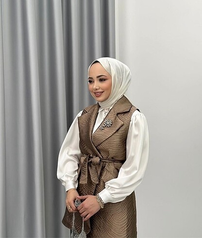 Diğer QUQA şık kahverengi yelek