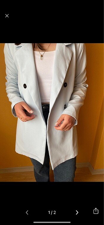Buz mavisi blazer ceket