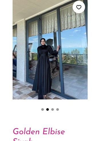 Diğer Siyah Uzun Drapeli Yüksek Yakalı Elbise