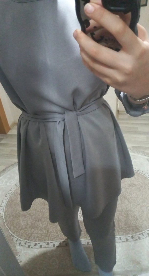 Gri Kadın Midi Takım Elbise - Görsel 2