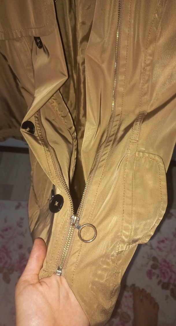 Bej Düğmeli Midi Kadın Trençkot - Görsel 4