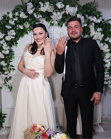 l Beden beyaz Renk Kırık beyaz drapeli elbise