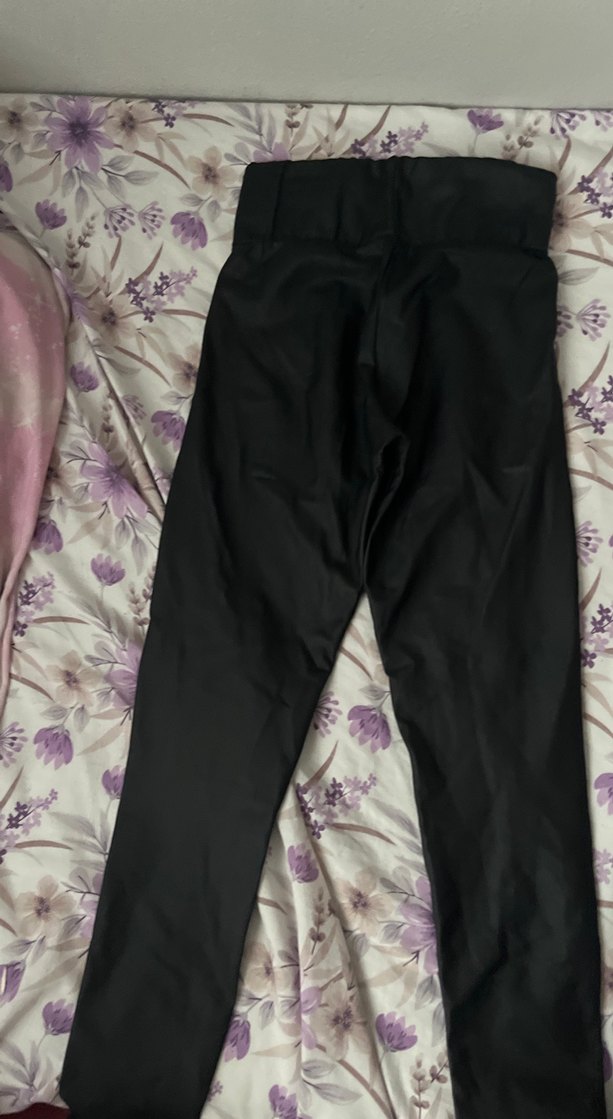 Siyah Kadın Esnek deri Tayt - Görsel 2