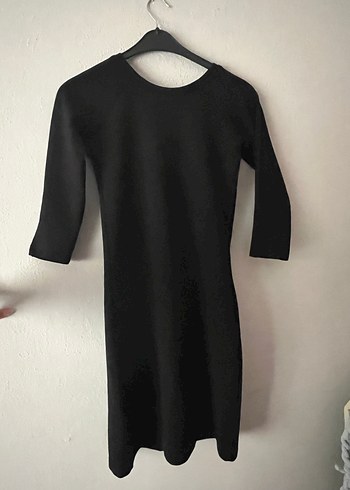 Siyah Mini Kadın Triko Elbise sırt detaylı - Görsel 2