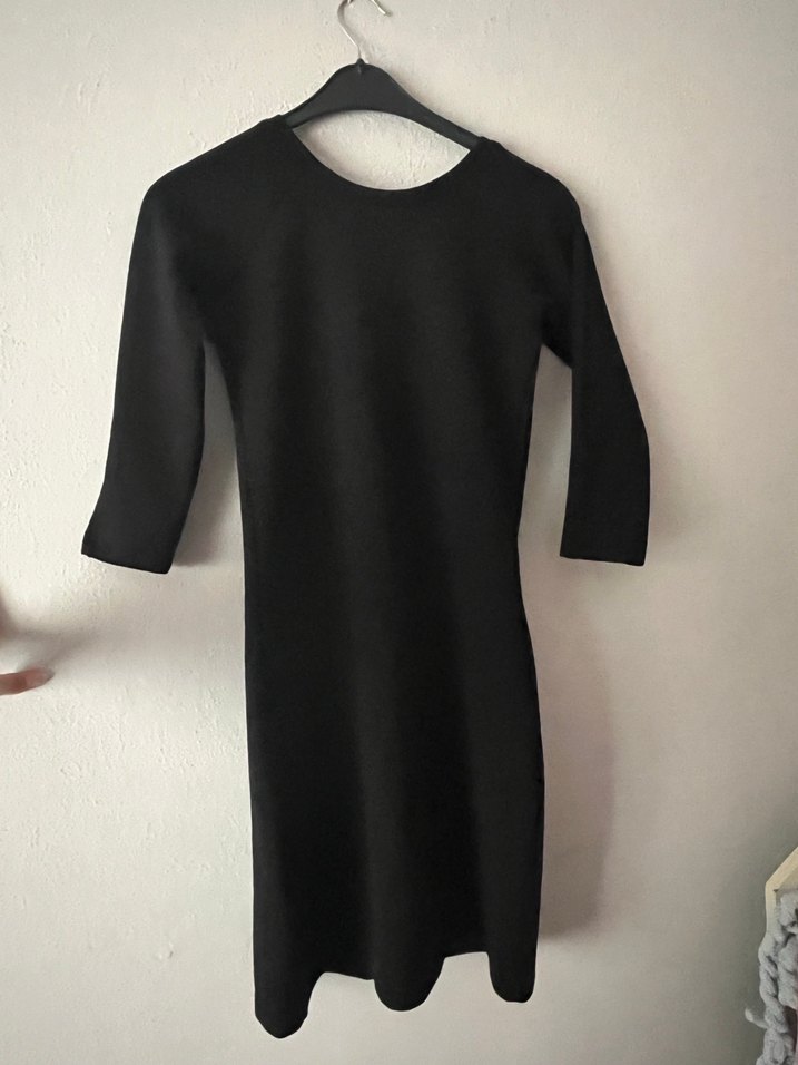 Siyah Mini Kadın Triko Elbise sırt detaylı - Görsel 2