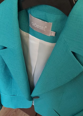 Diğer Turkuaz Düğmeli Kadın Blazer Ceket