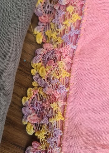 Diğer Dantel Detaylı Pembe Bohem Kadın Fuları