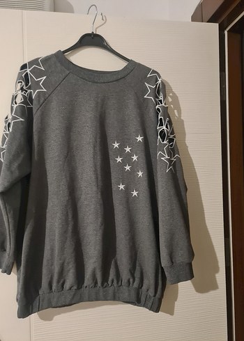 Nakışlı Gri Kadın Sweatshirt