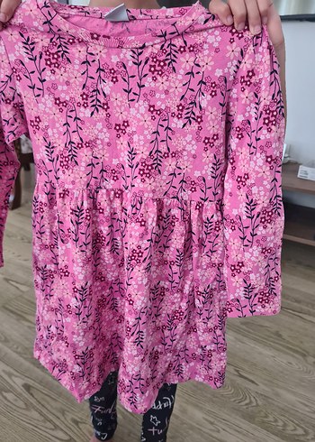 Kız Çocuk Renkli Çiçekli Uzun Kollu Elbise