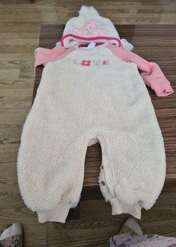 Bebek Kız Örgü Beyaz Tulum