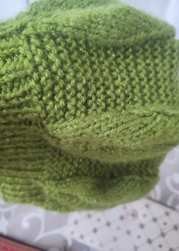 Parlak Yeşil Örgü Kadın Bere - Görsel 3