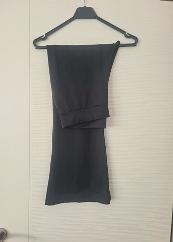 Drapeli Siyah Midi Kumaş Kadın Pantolon