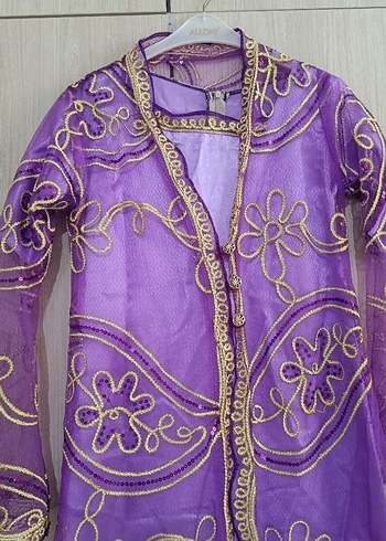 Mor Uzun Kadın Elbise, Kısa Kollu, Salaş Kesim - Görsel 8