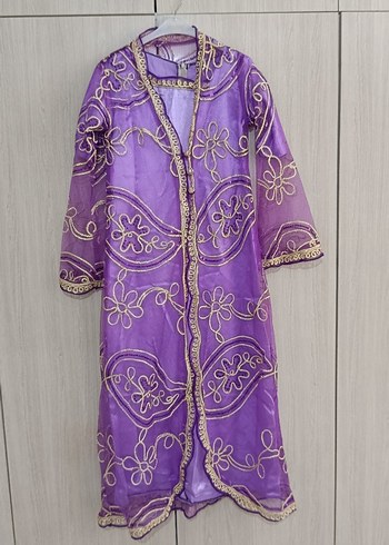 Mor Uzun Kadın Elbise, Kısa Kollu, Salaş Kesim - Görsel 6