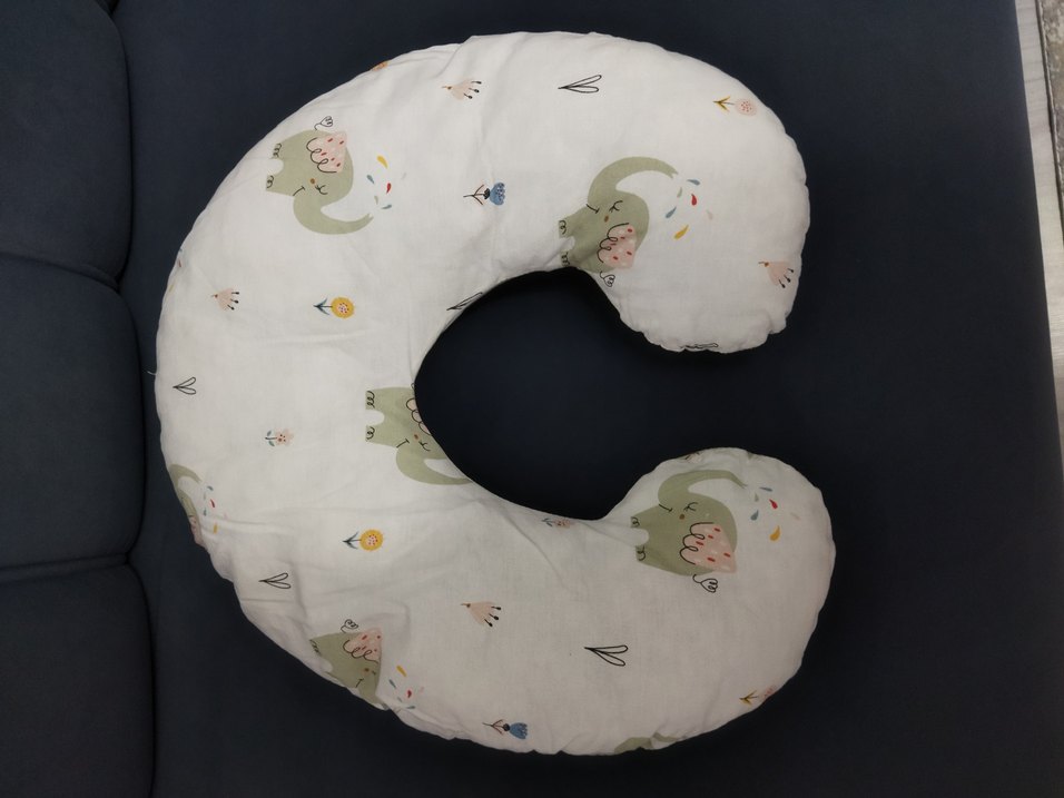 Baskılı Gri Emzirme ve Hamilelik Yastığı - Görsel 2