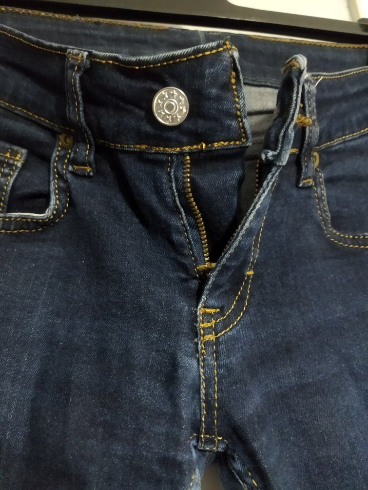 Düğmeli Lacivert Denim Kadın Pantolon - Görsel 2