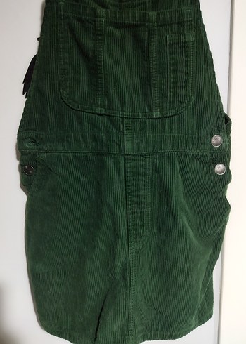 Kadın Yeşil Süet Askılı Midi Salopet - Görsel 5