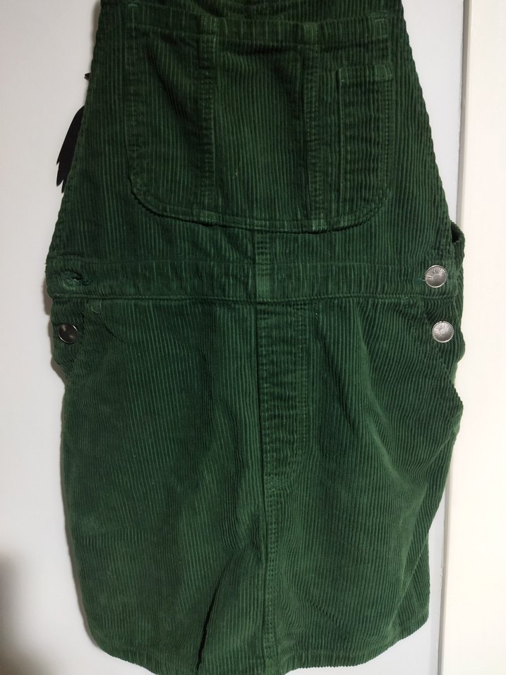 Kadın Yeşil Süet Askılı Midi Salopet - Görsel 5