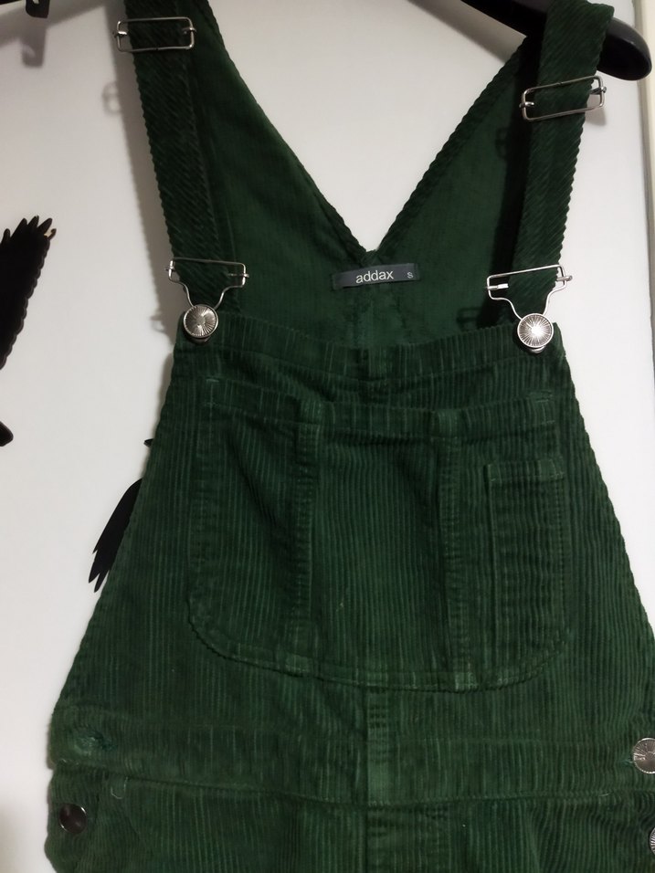 Kadın Yeşil Süet Askılı Midi Salopet - Görsel 4