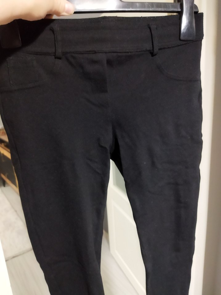 Düğmeli Siyah Kadın  Pantolon - Görsel 3