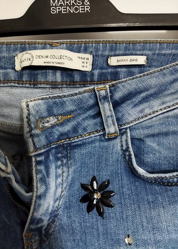 Taşlı Mavi Kot Pantolon - Görsel 4