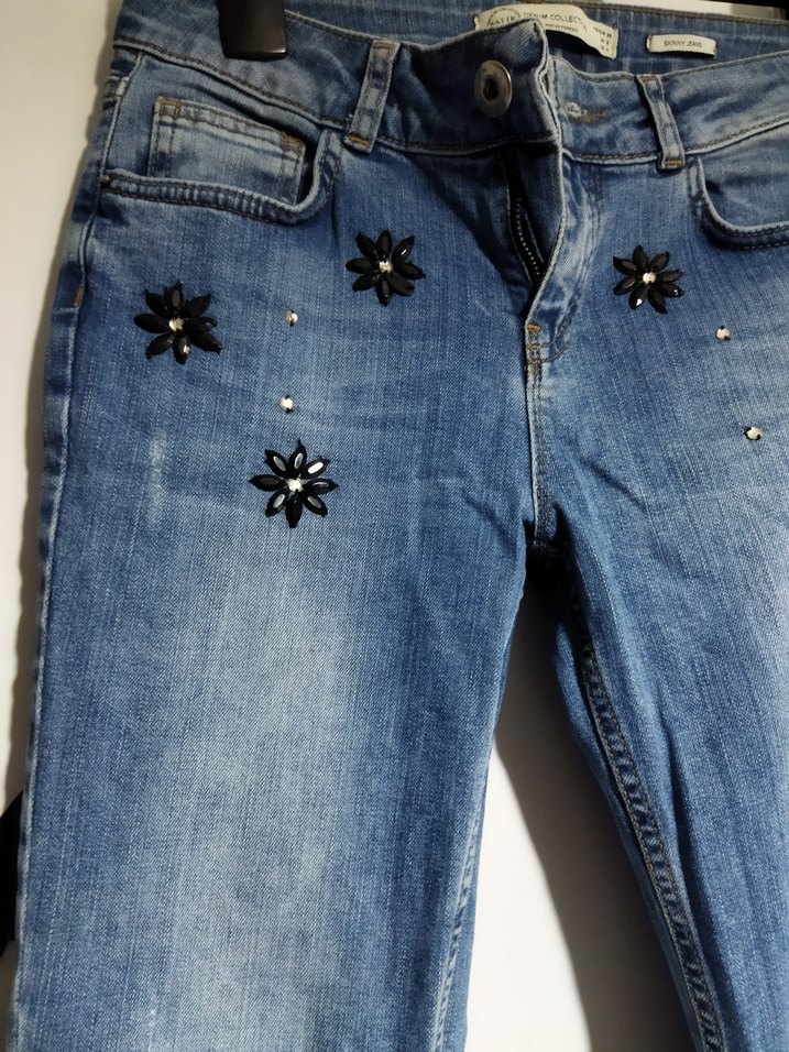 Taşlı Mavi Kot Pantolon - Görsel 2