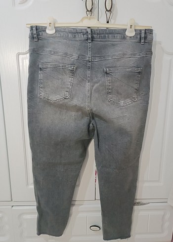 Defacto Gri Düğmeli Kadın Denim Pantolon