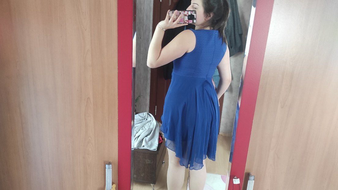 Kadın Lacivert Mini Denim Elbise - Görsel 3