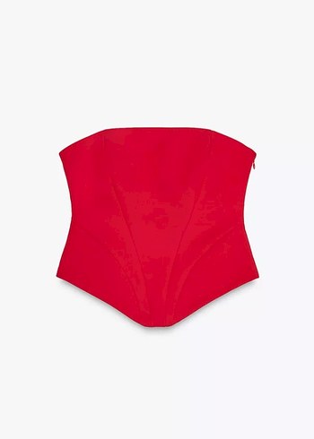 Zara Parlak Kırmızı Straplez büstiyer top