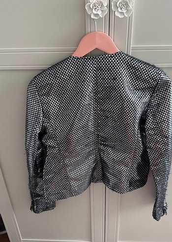 Gri Yılan Desenli Deri Biker Ceket - Görsel 3