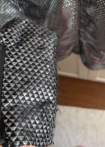 Gri Yılan Desenli Deri Biker Ceket - Görsel 5