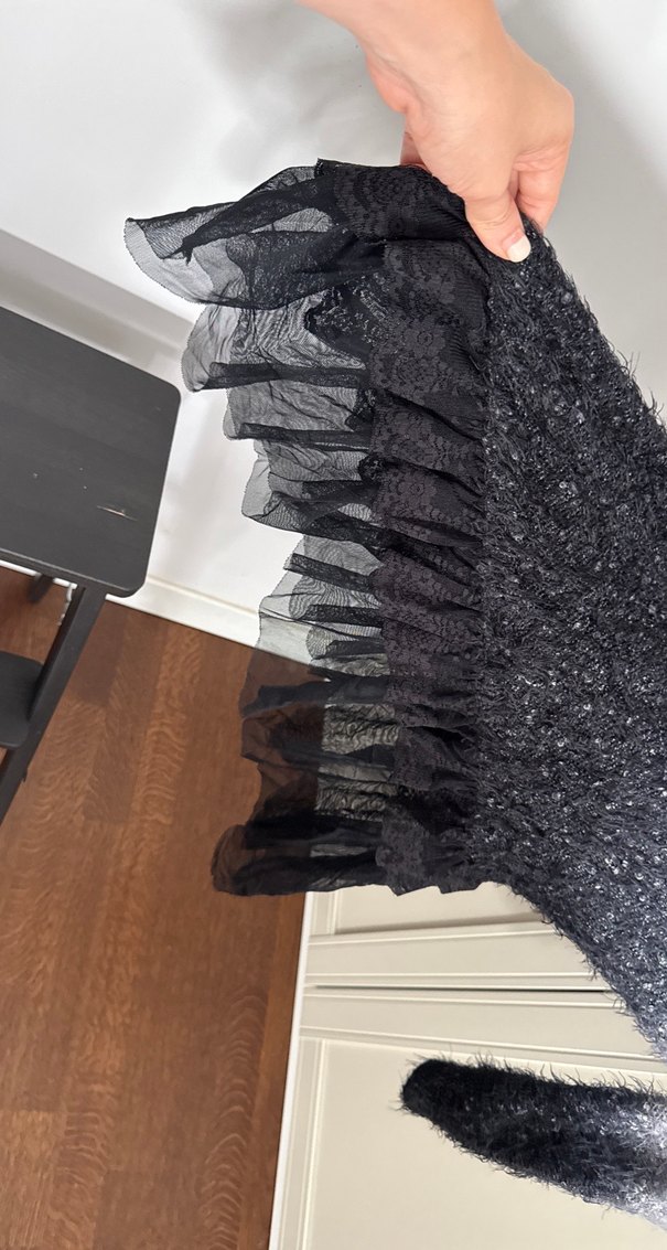 Gri Bağlama Desenli Kadın Örgü Kazak - Görsel 2