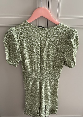 Kadın V Yaka Kısa Kollu Yeşil Bluz - Görsel 3