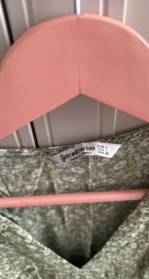 Kadın V Yaka Kısa Kollu Yeşil Bluz - Görsel 2